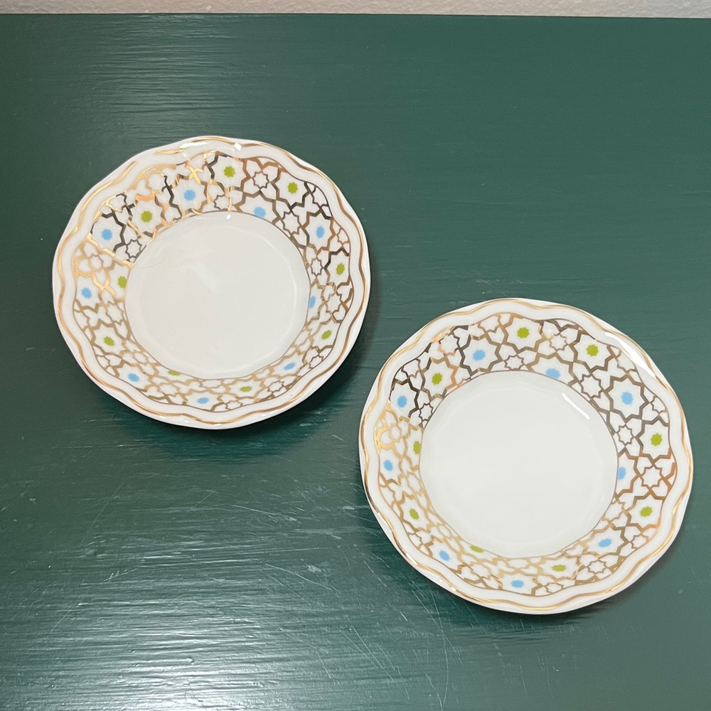 Weisenberg Germany Starburst Fine Porcelain Vintage 1940s Pair Tea Bag Holders